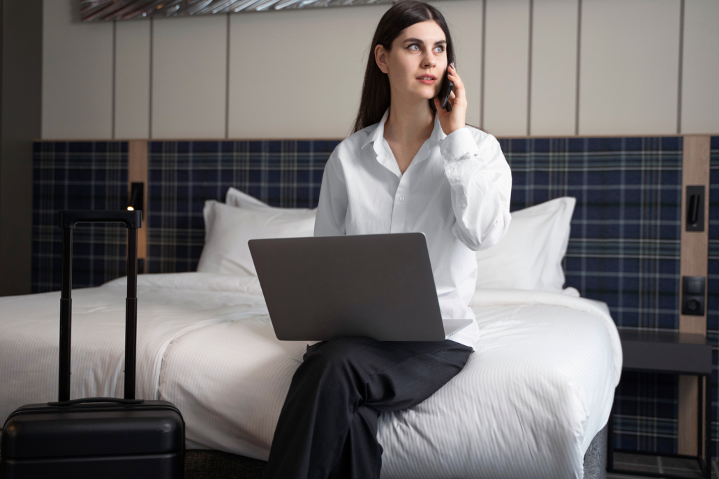 ta-msc-woman-talking-her-smartphone-hotel-room
